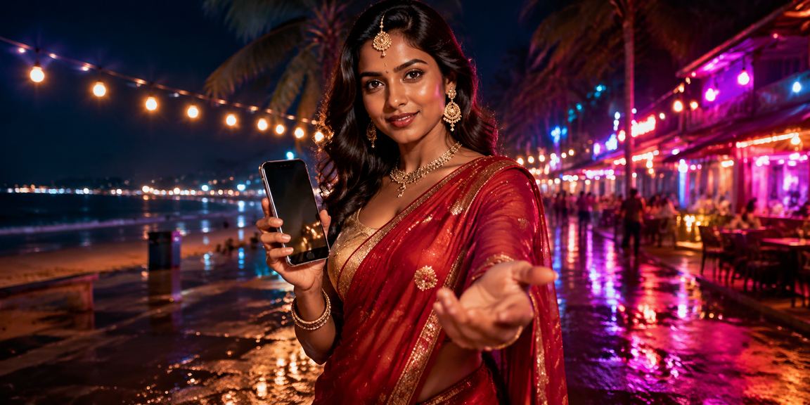 Indian woman enjoying a casino app experience on mobile